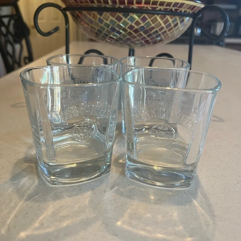 Vintage JACK  DANIELS BEVELED GLASSES